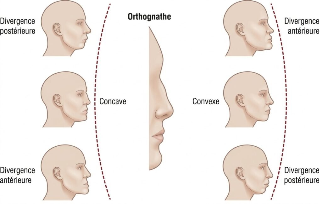 Éléments guidant le choix thérapeutique" (profil facial)