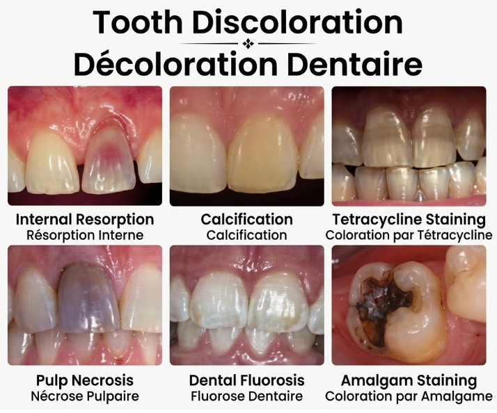 pulp necrosis tooth discoloration clinical photo