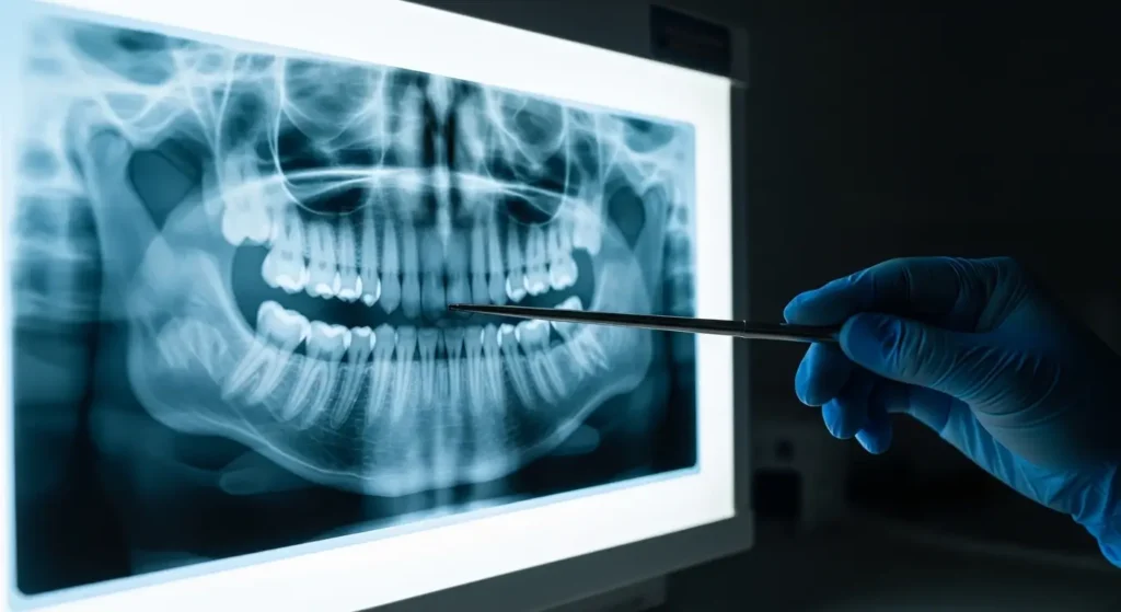 Radiographie panoramique dentaire sur négatoscope