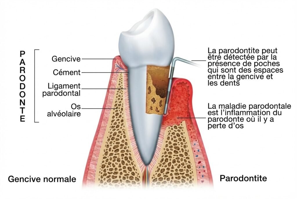 Anatomie détaillée du parodonte