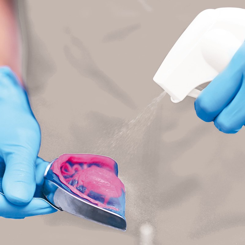  dental impression disinfection spray rinsing laboratory