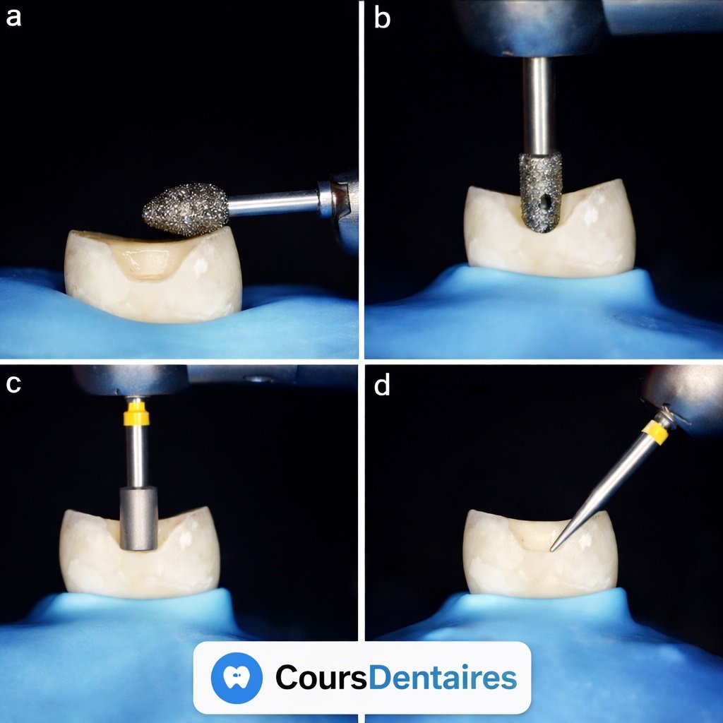 Vue occlusale d'un moignon de molaire après réduction proximale