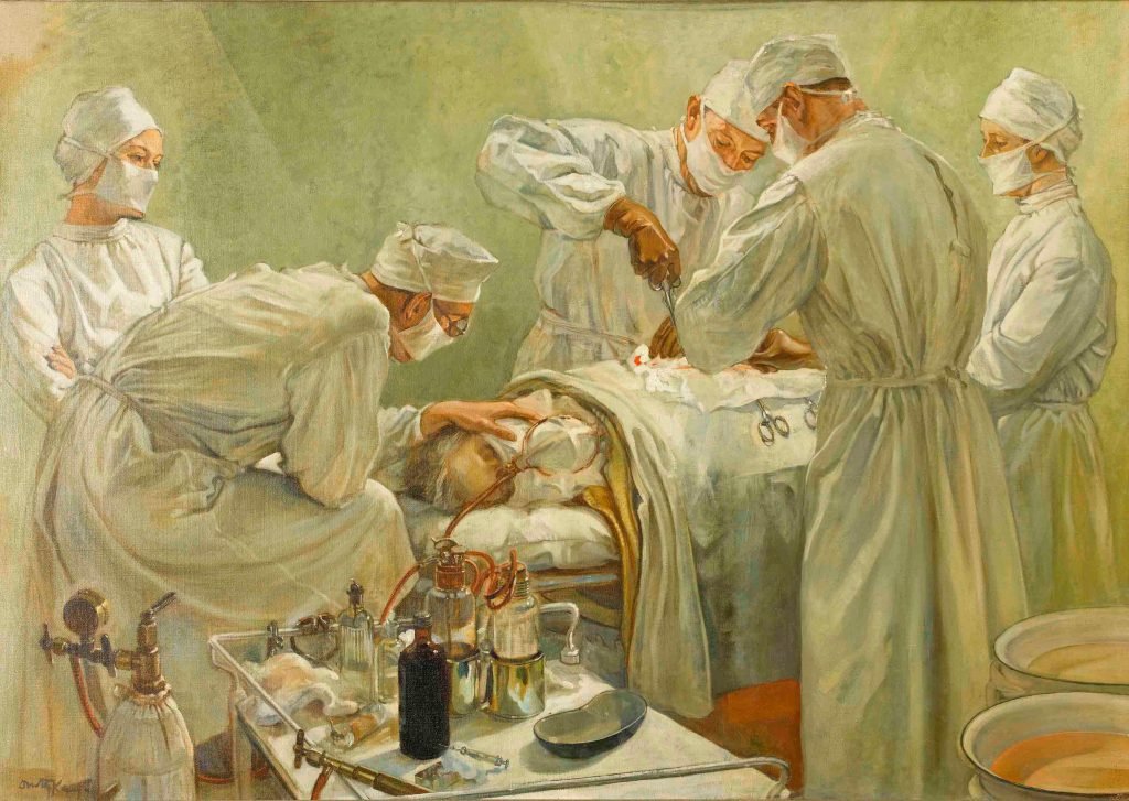 history of anesthesia vintage medical illustration