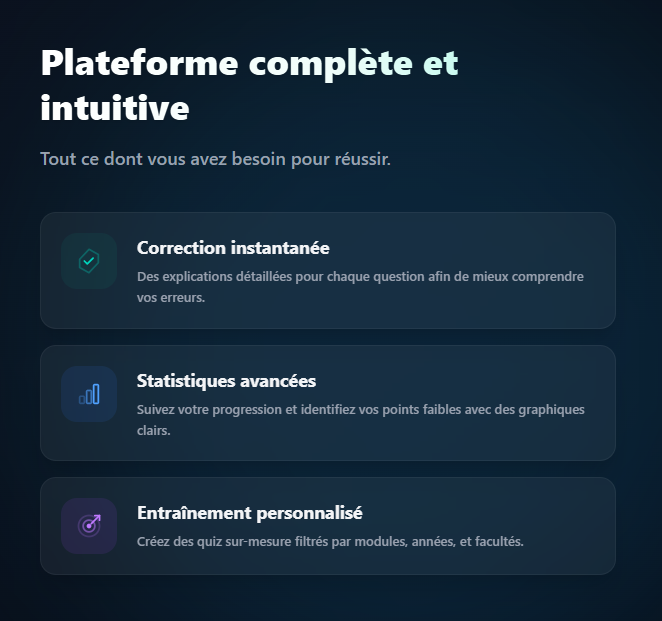 DentaQuiz Plateforme complète et intuitive

